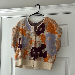 Floral Knit Button-Up Vest